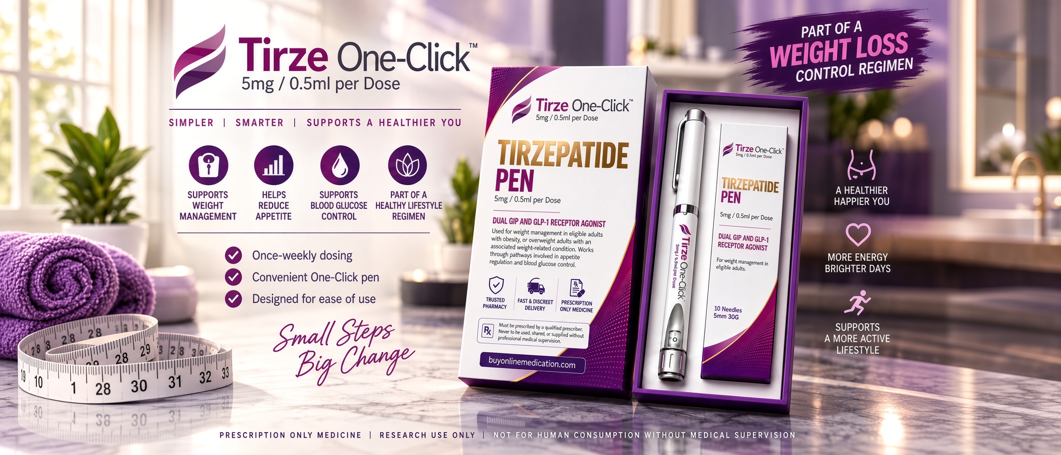 Tirze One-Click pen and packaging