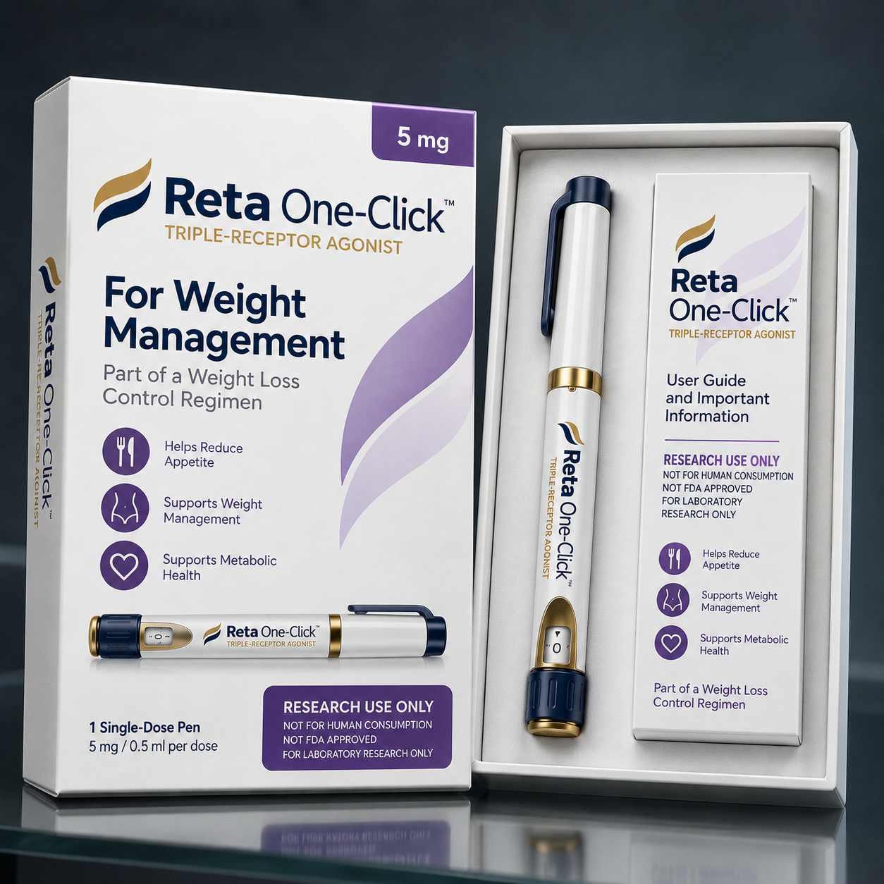 Reta One-Click 4 x 10mg presentation box and pen